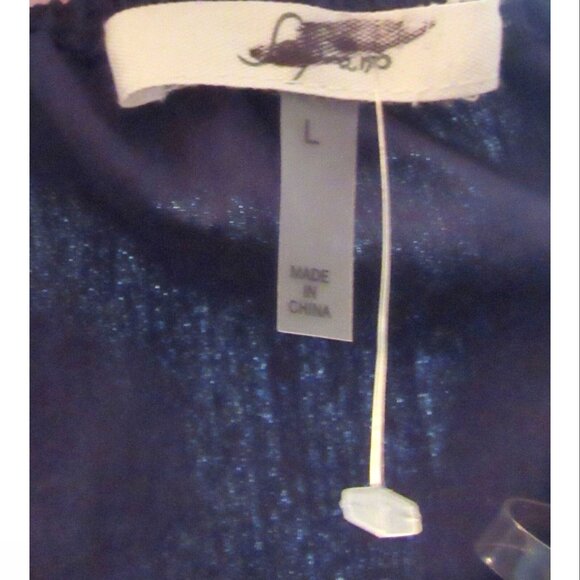 SOPRANO Navy Strapless 3/4 Sleeve Flair Cuff Tie-Front Top, Womens Size Large - Picture 4 of 4